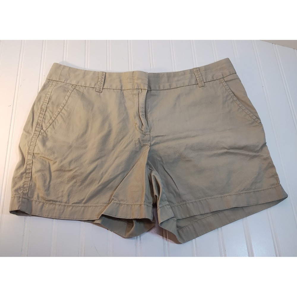 J Crew Chino Khaki Tan Cotton Shorts Womens 10 Preppy Coastal Old Money Academia
